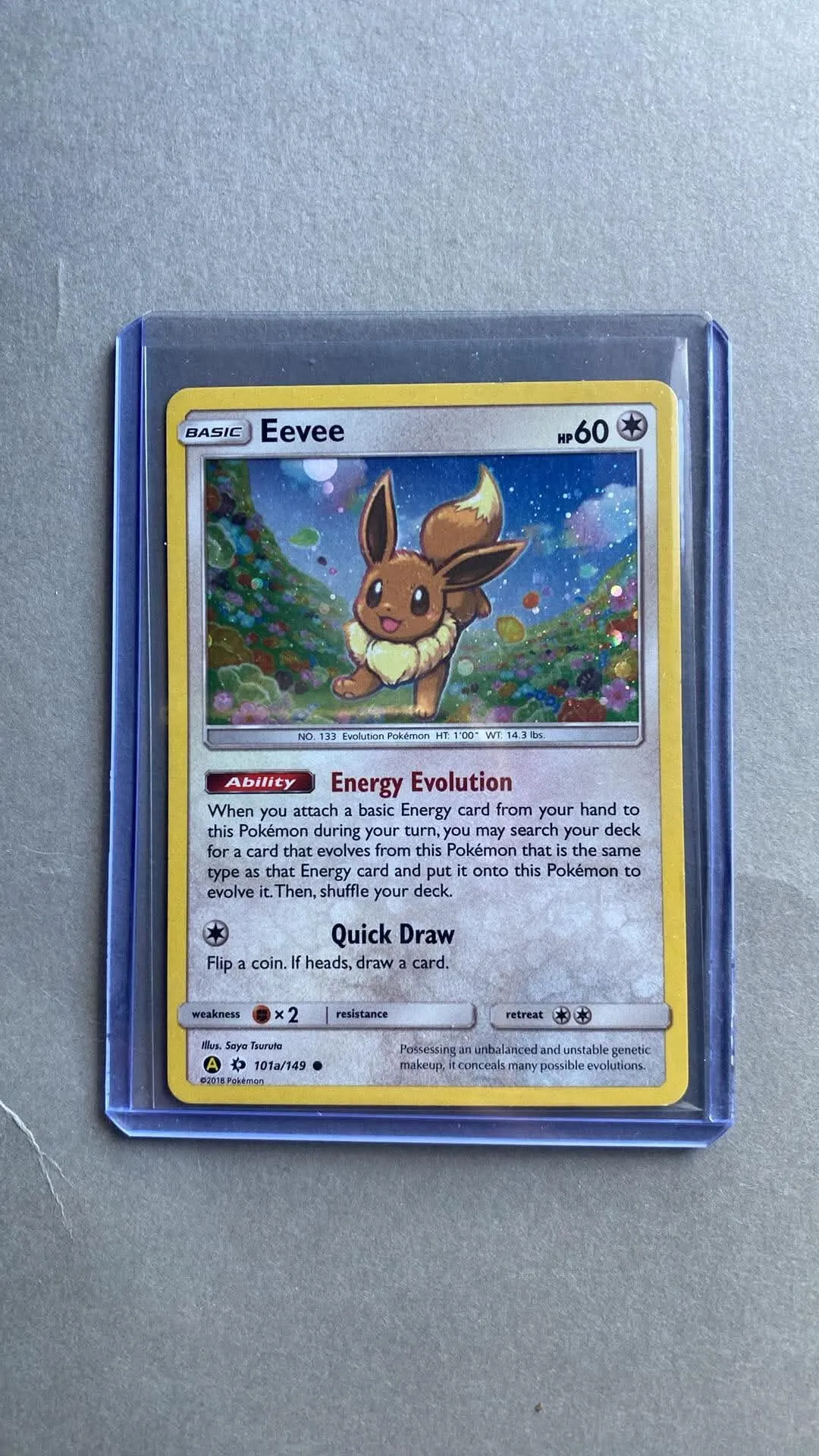 Pokémon kort Eevee - Basis tryk i sleeve