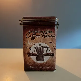 Retro metal kaffedåse med 'Coffee House' motiv – billede 3