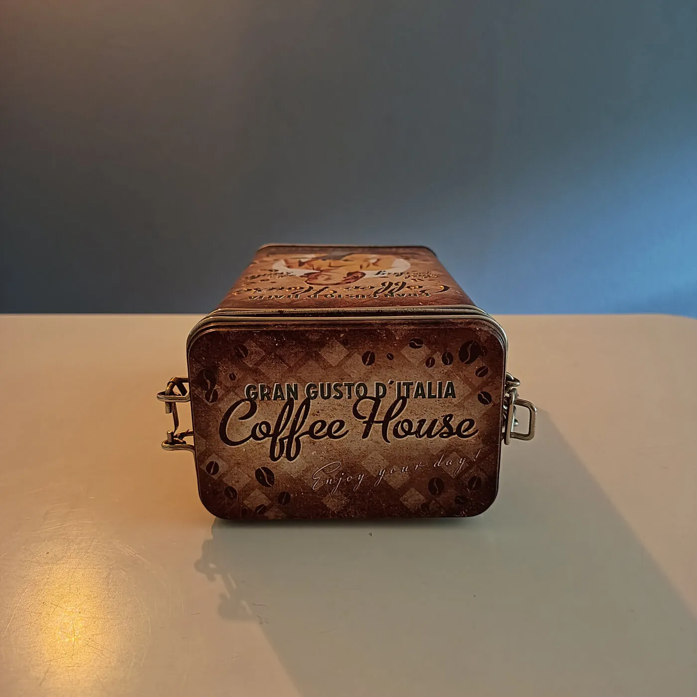 Retro metal kaffedåse med 'Coffee House' motiv – billede 4