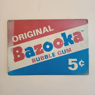 Original Bazooka Bubble Gum vintage metal reklameskilt 5¢ – billede 1
