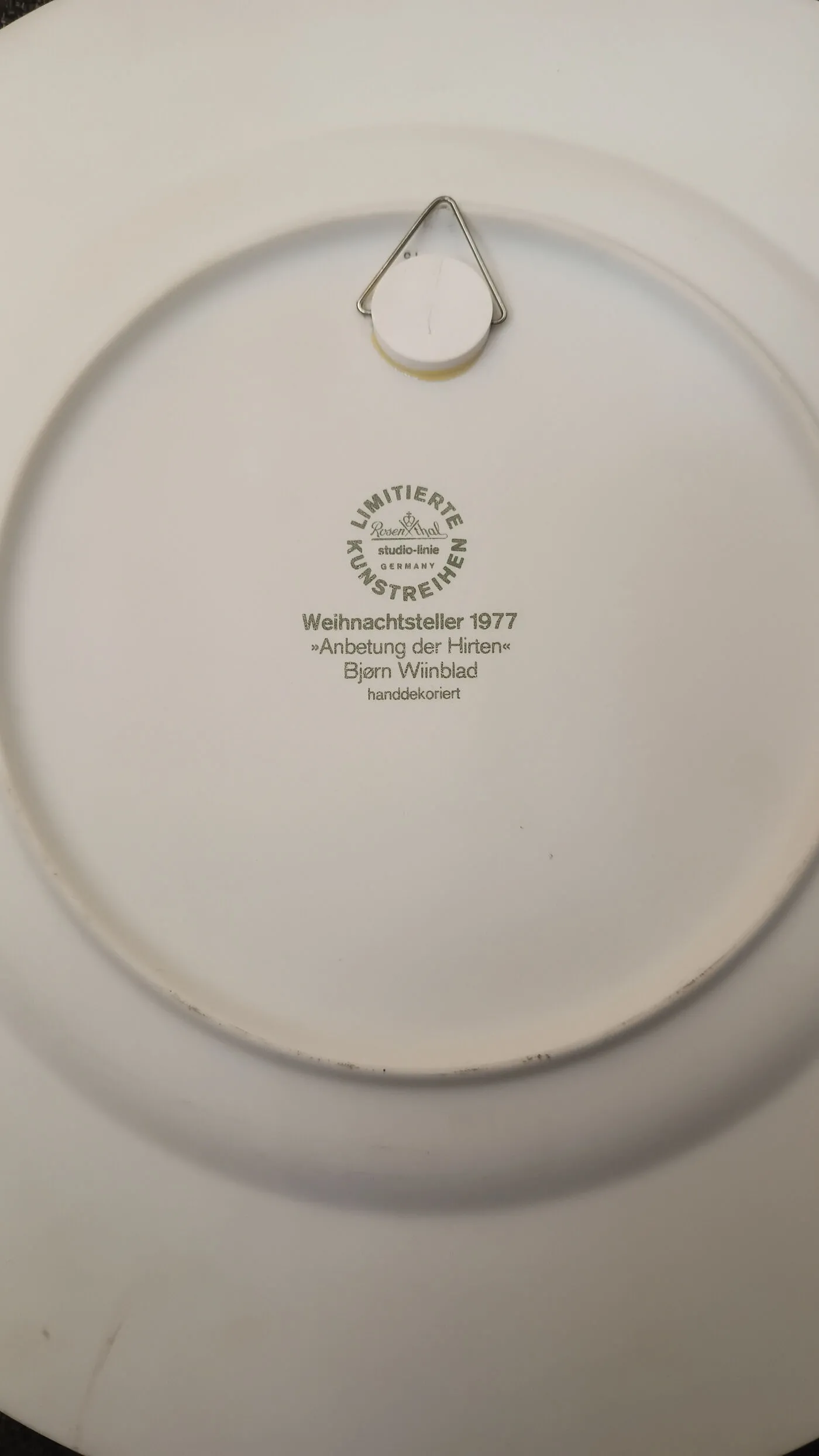 Bjorn Wiinblad håndmalet juletallerken 'Anbetung der Hirten' 1977 – billede 2