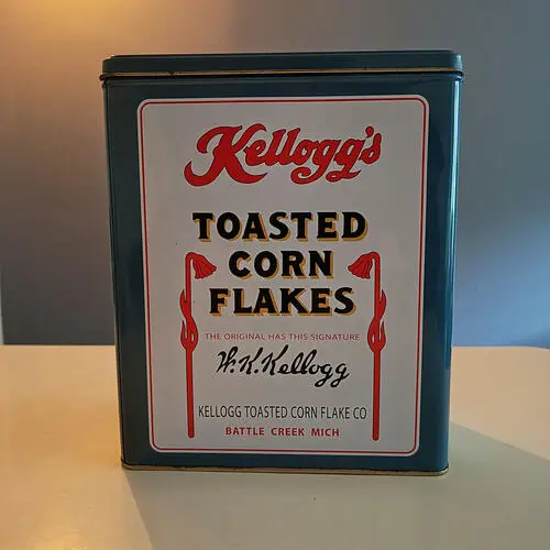 Vintage Kellogg's metal dåse til Toasted Corn Flakes – billede 3
